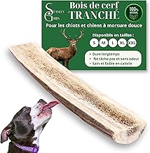 Bois de cerf pour Chien a Macher TRANCHÉ (1 pièce). Friandise pour Chiots et Chiens de Tout âges. Jouet Occupation. Jouet de Mastication. Soins Dentaire idéal (L)