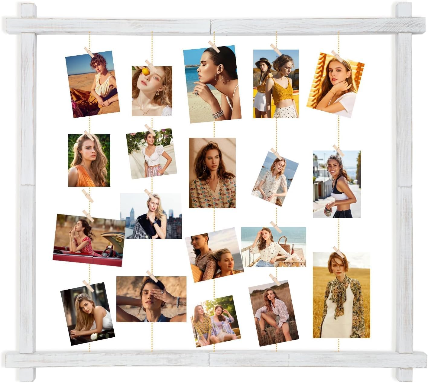 Panneau photo suspendu en bois blanc rustique pour décoration murale