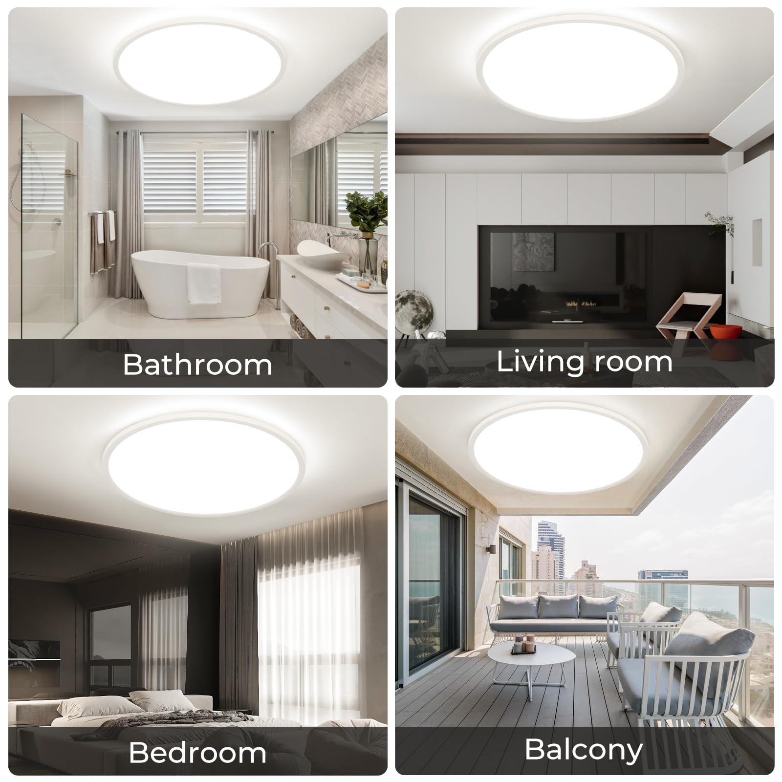 EASY EAGLE Plafon LED Techo, 50CM Superficie Panel Led 4000K, 52W Lámpara de Techo Moderna, Luz LED Techo Para Oficina Dormitorio Salon Cocina Comedor Balcón Baño, Redondo — view 7
