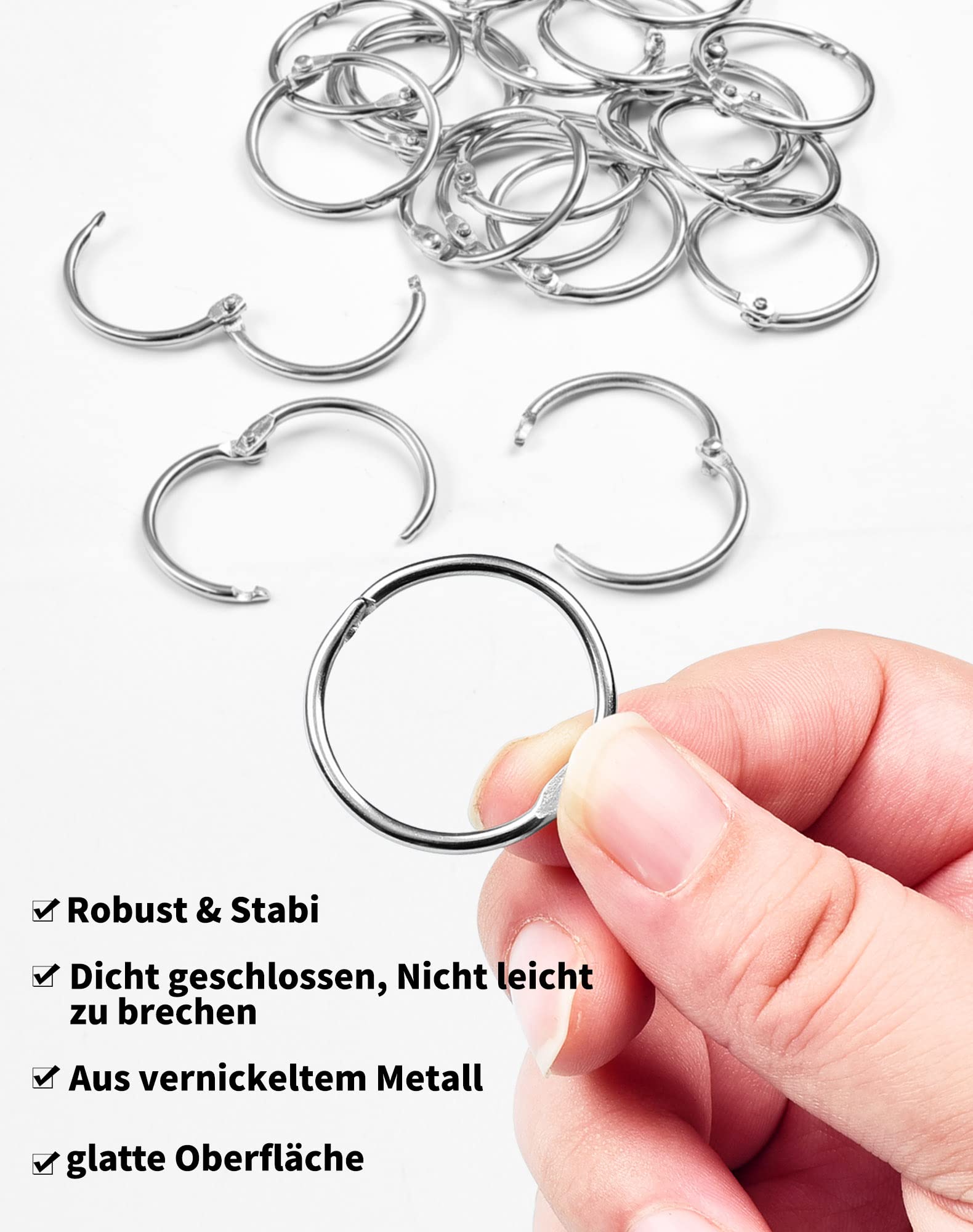 160 Anelli Per Libri In Metallo Argento - 4 Misure: 15, 20, 25, 30 Mm, Per Scrapbooking E Fai Da Te