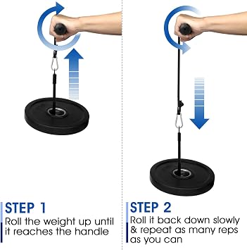 Yes4All Wrist and Forearm Blaster, Build Massive Grip Strength & Muscles with Steel Wrist Roller & Forearm Roller, Heavy Duty Arm Blaster Fits 1 & 2 Weight Plates, Improve Lifting Power
