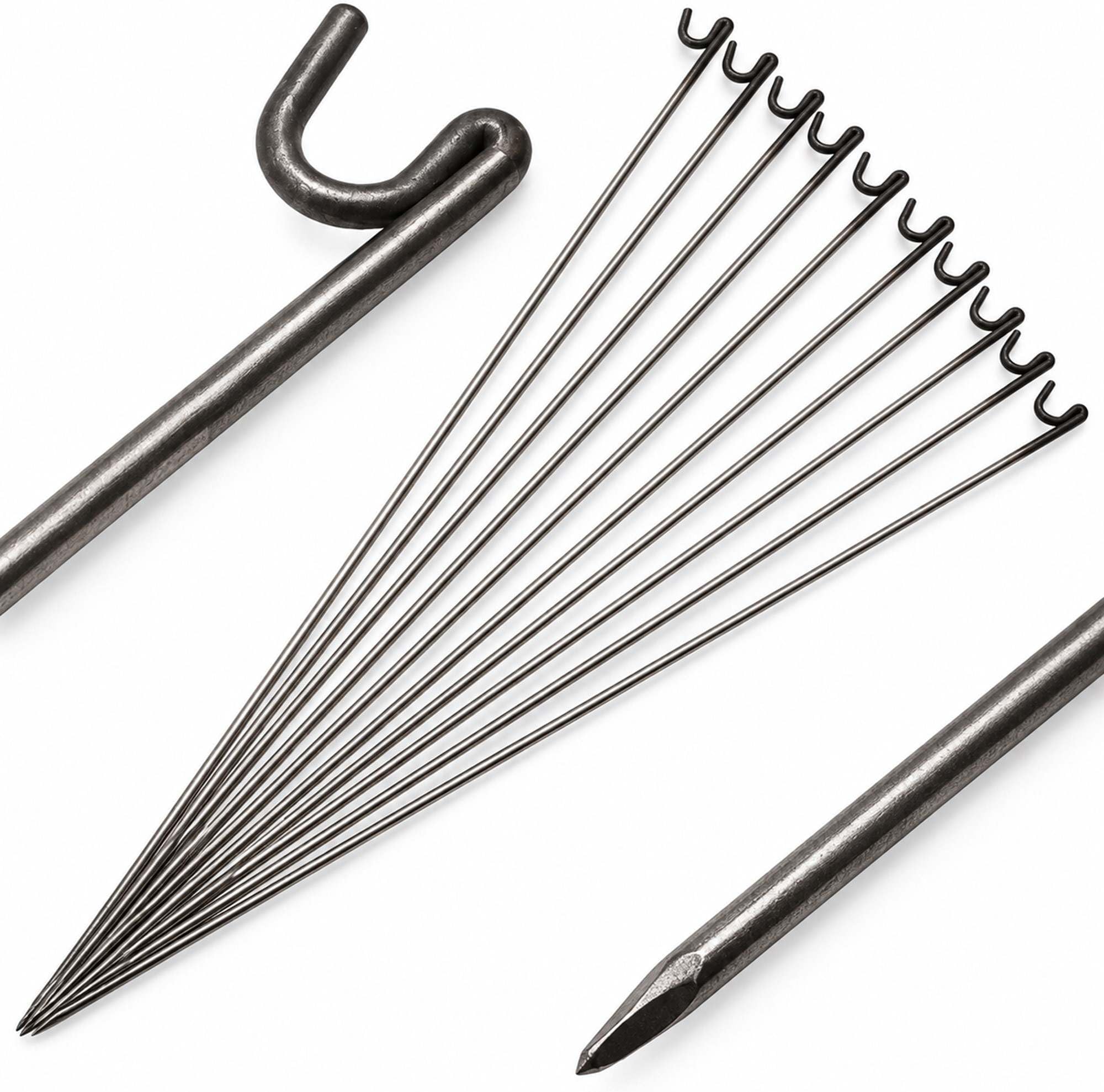 Oypla 10 Pack Heavy Duty Steel Fencing Pins 1150mm Garden Netting Stakes