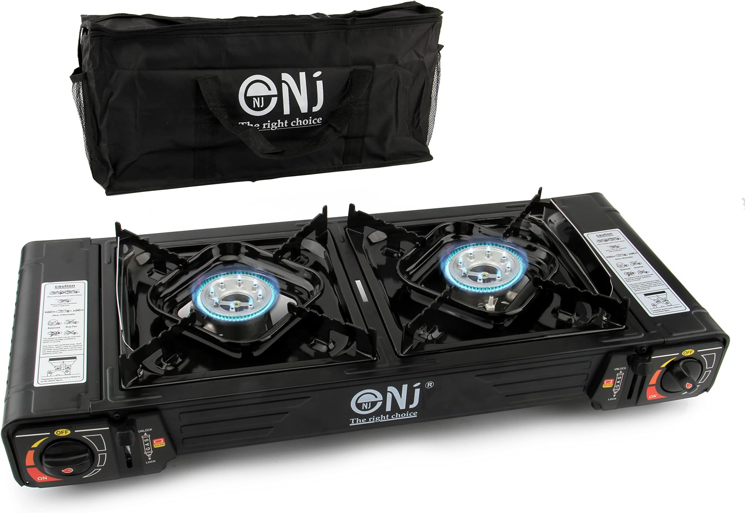 NJ DS-22 Double Camping Stove - 2 Burner Portable Gas Cooker