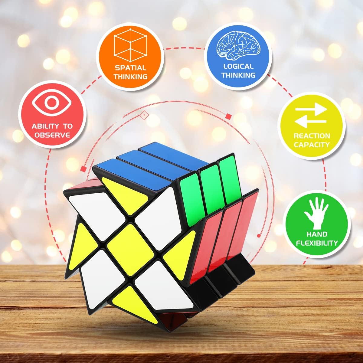 Coolzon Cube Set Magic Speed Cube Bundle 2x2x2 + 4x4x4 + Pyraminx Pyramid + 3x3 fenghuolun, Easy Turning 3D Puzzle Cube Games Toy for Kids Adults, Pack of 4