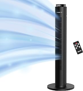 Air Pro Smart 38" Tower Fan- Oscillating Bladeless Fan with Remote - Tall Compact 3 Speeds Quiet Cooling Fan - Floor Standing Fan Perfect for Home and Office- LED Display, 4 Modes, 12 Hour Timer
