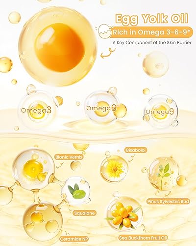 Miniatura 4 de RUNBEN Barra facial nutritiva para bebés, con aceite de yema de huevo, ceramidas, escualano, bálsamo facial de barrera reparadora, alivia la piel