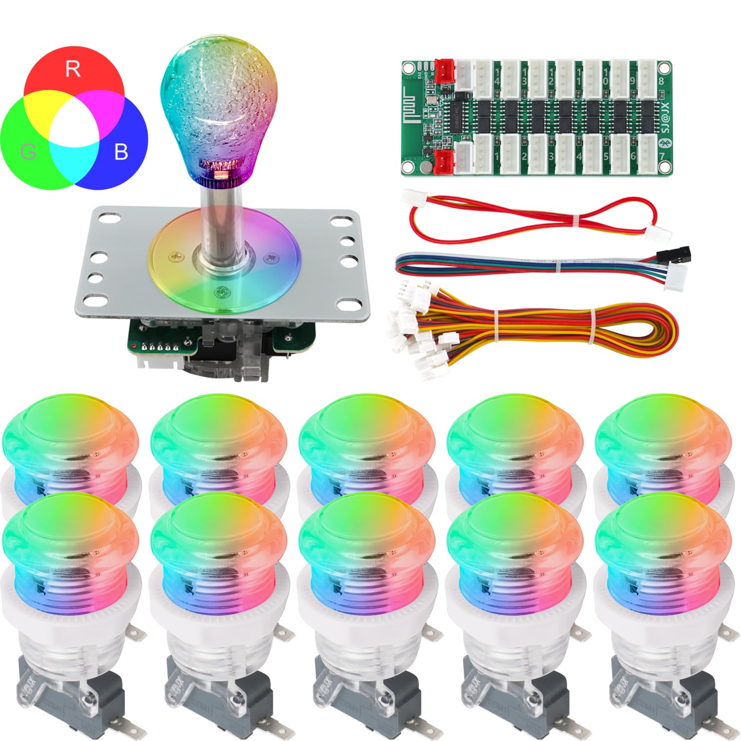 SJ@JX Arcade Game RGB LED Button Encoder Joystick DIY Controller Zubehör - Anpassbare RGB-Beleuchtung