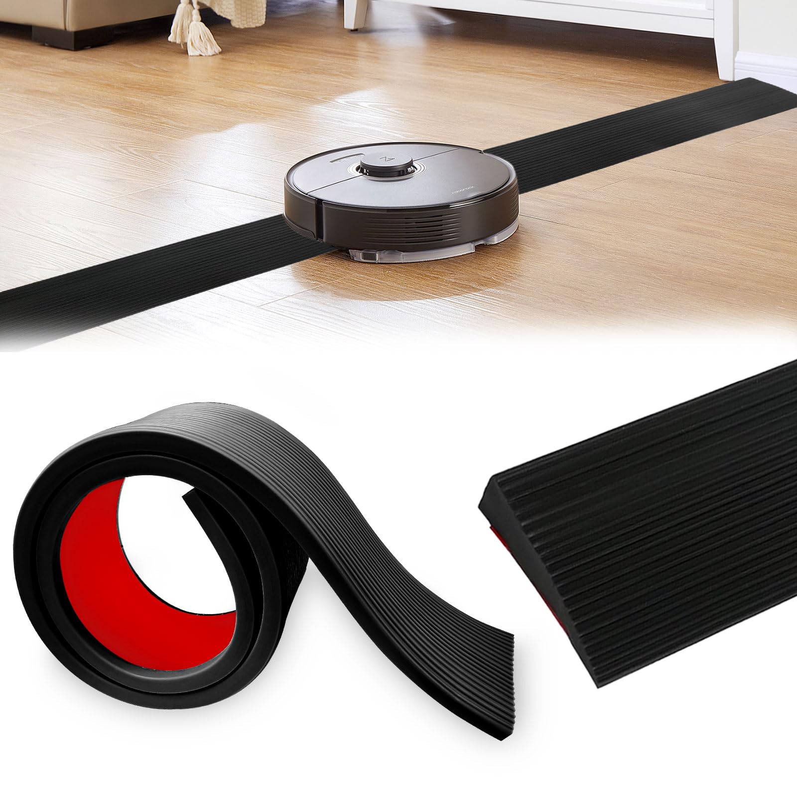 Rampa progowa – 1,6 cm x 5,5 cm x 100 cm – rampa progowa, gumowa rampa najazdowa, rampa dla wózków inwalidzkich, obciążenie do 800 kg, do robotów odkurzających, wózków inwalidzkich, wózków dziecięcych