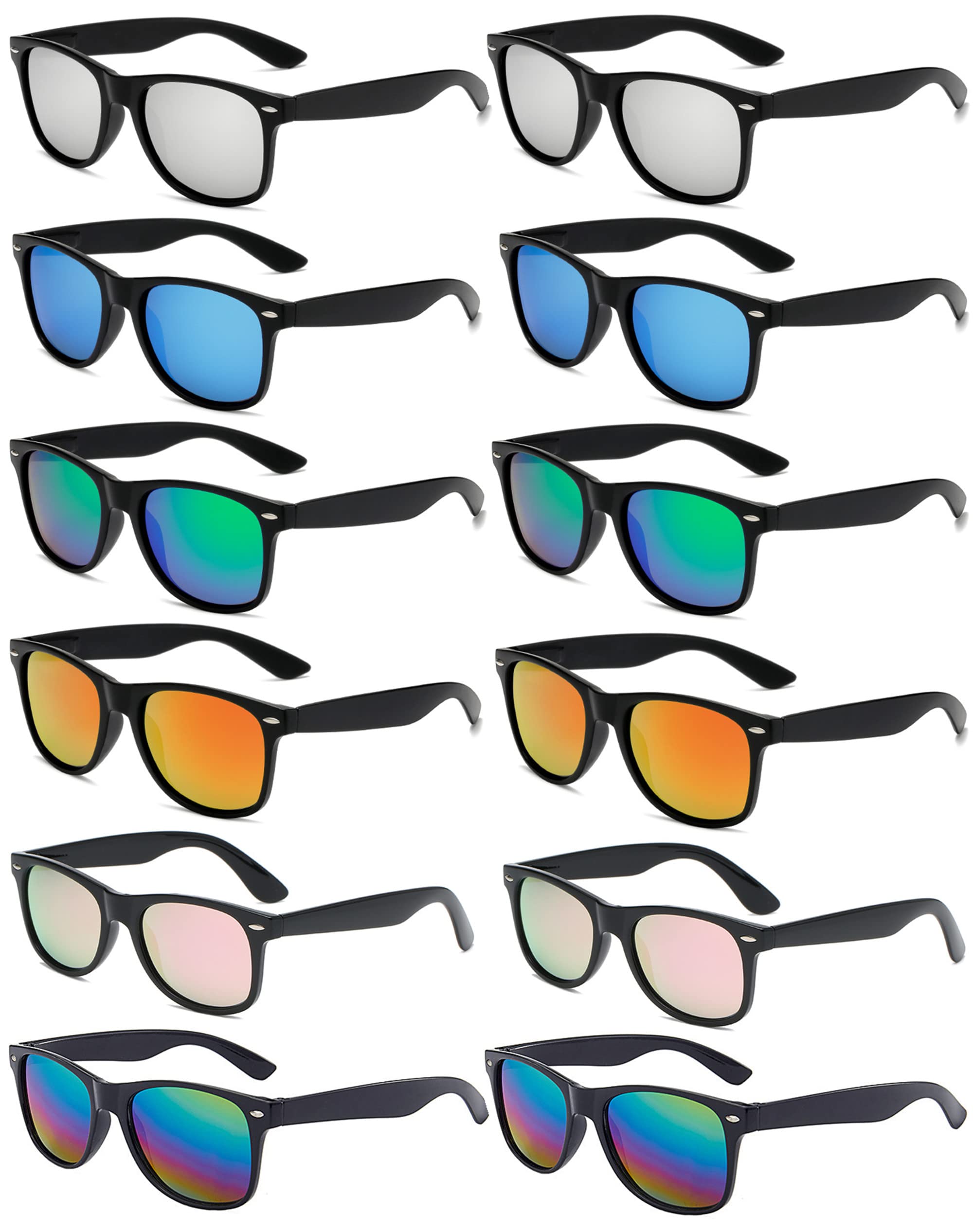 Eyegla8/12/18 Pack Neon Sunglasses Bulk Colorful Multipack Party Sunglasses Retro Glasses Party Favor for Adult Men Women