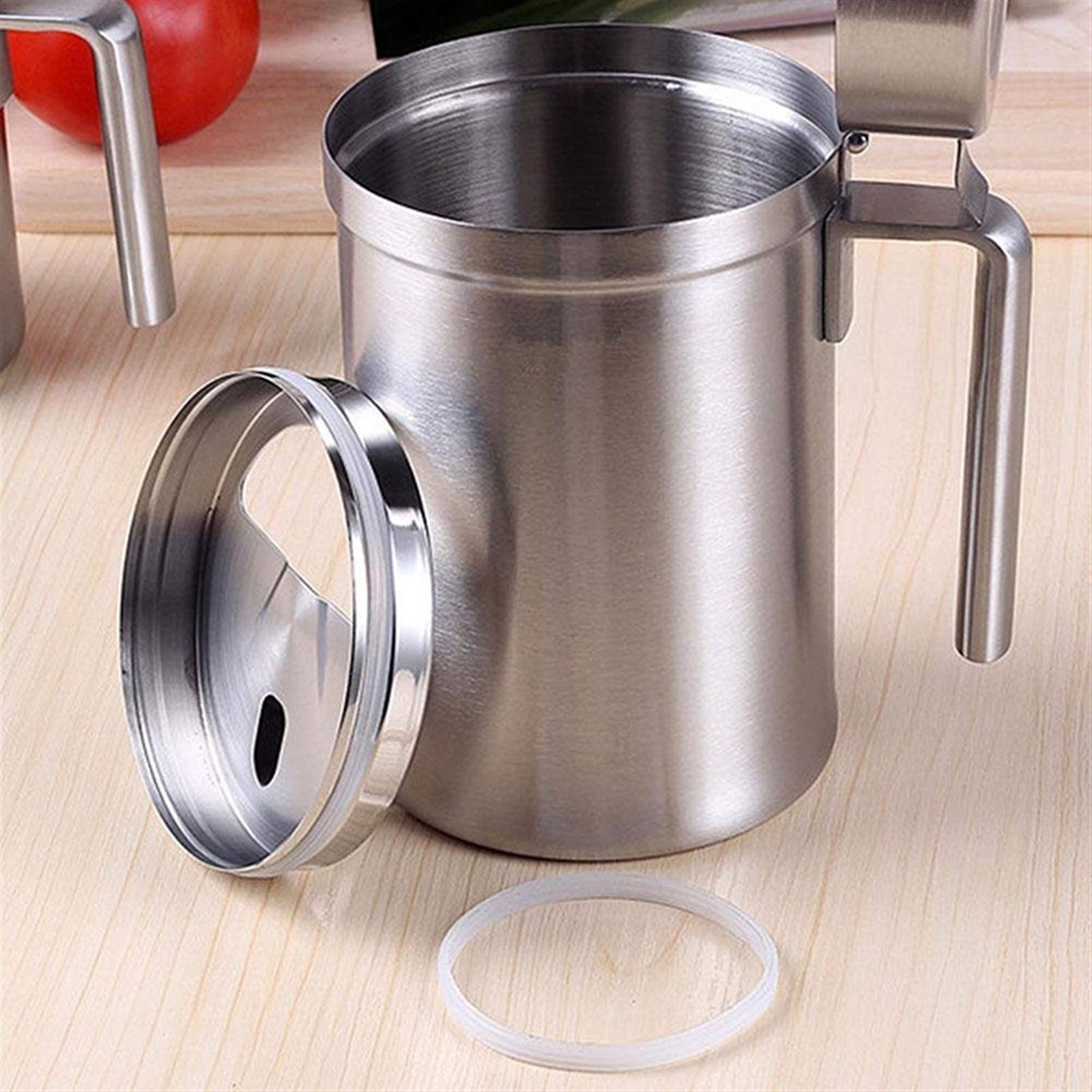 Cocina de acero inoxidable Aceite de oliva Salsa Dispensador Almacenamiento a prueba de fugas Lata Pot Kit de acero inoxidable Contenedor de aceite (Color : Silver)