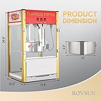 Vista 6 de ROVSUN Popcorn Machine with 16 Ounce Kettle ETL Certified, Countertop Popcorn Maker Commercial Popcorn Machine w/Stainless Steel Scoop, Oil Spoon &