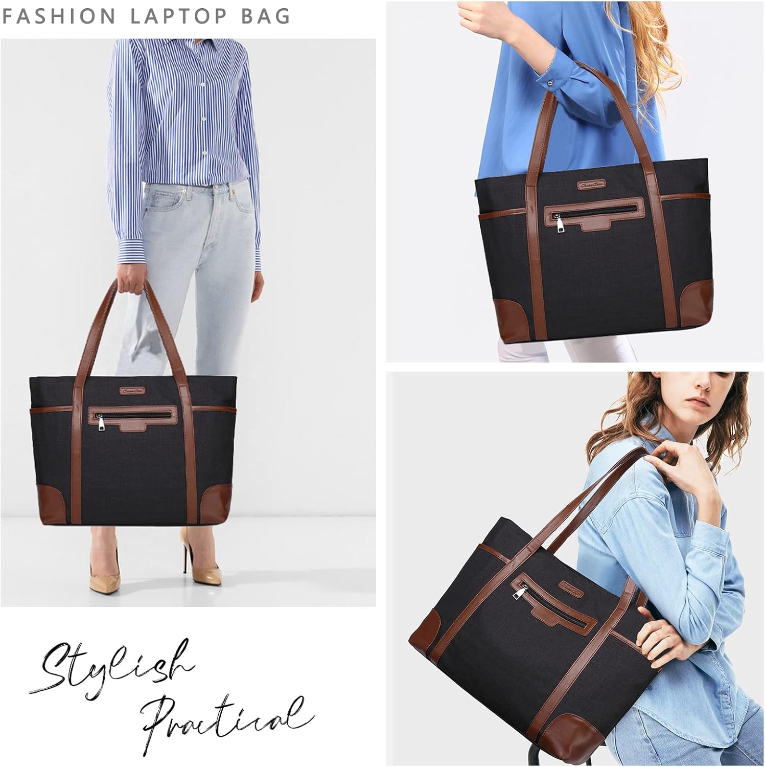 Laptop Bag for Women,ChaseChic Waterproof Classic Teacher's Tote Bag 15.6in Computer Work Bags for Women with Luggage Strap - Image 2