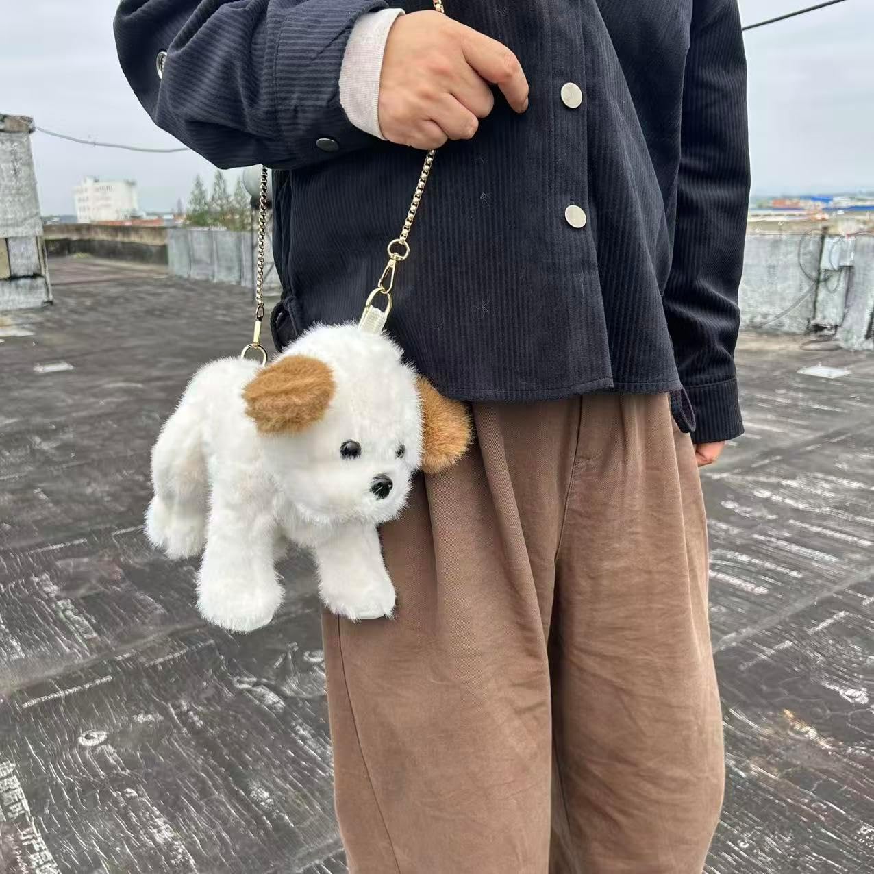 Labrador Dog Crossbody Bag, Dog Shoulder Bag Messenger Bag, Cute Animals Plush Purse Novelty Bag with Zipper for Women (White and Brown) - Image 2