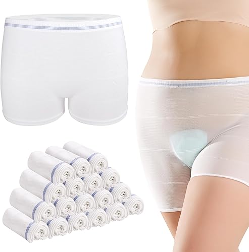 HANSILK Ropa interior posparto de malla, 16 unidades de cintura alta, bragas de malla de hospital posparto transpirables, ropa interior posparto de