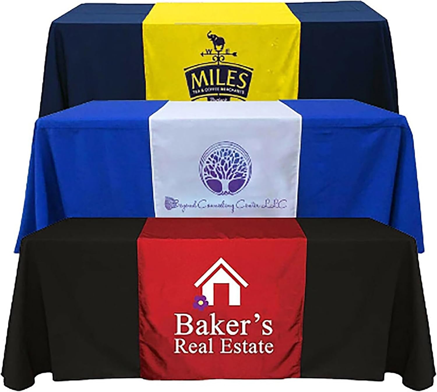Table Runner, Tablecloth Table Cover, Custom with Your Design Image Logo Text Sign for Indoor Outdoor Business Show 24” x 72 “, Multicolor- Next Day Shipping