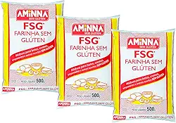 Kit 3 Farinha FSG Sem Glúten Massas e Bolos 500g Aminna