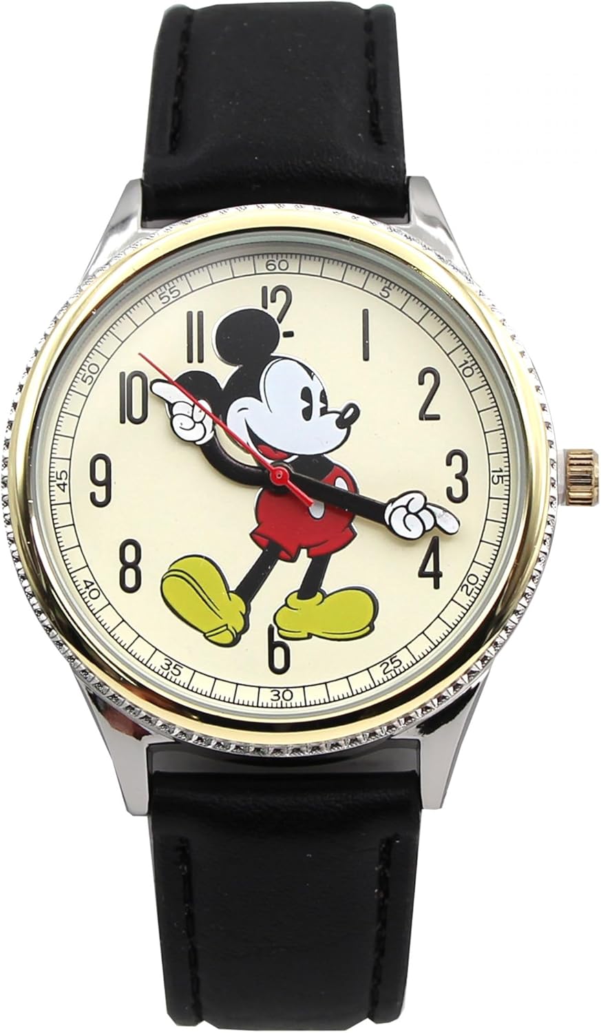 Accutime Mickey Mouse Retro Art Watch Hands Black and Gold Analog Watch