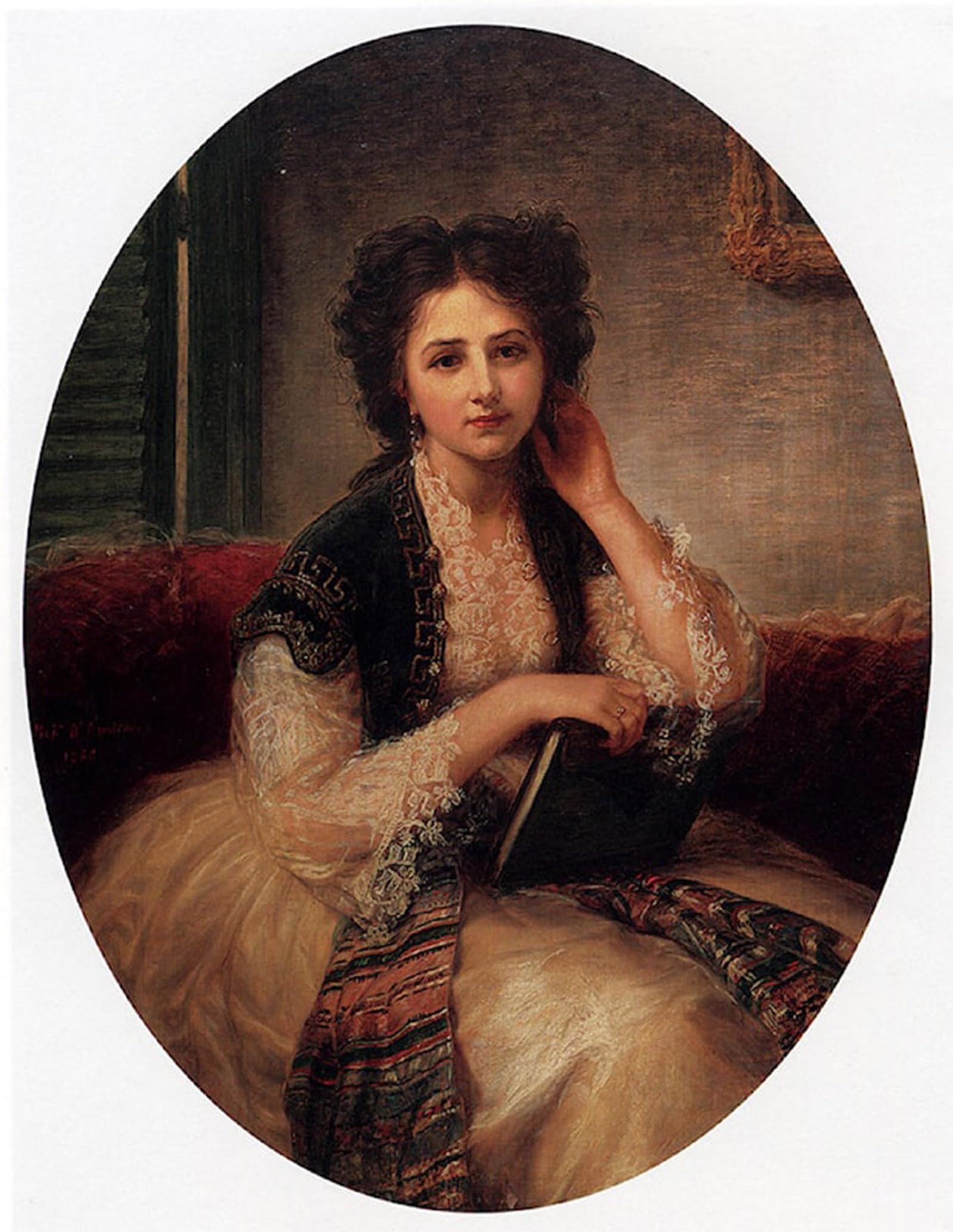 SERENDIPITP Retro Picture Poster Wall Art Pictures Painting Mademoiselle Helene Cassaverti by Bernardo Amiconi Wall Art Canvas Print for Wall Decor 60x90cm