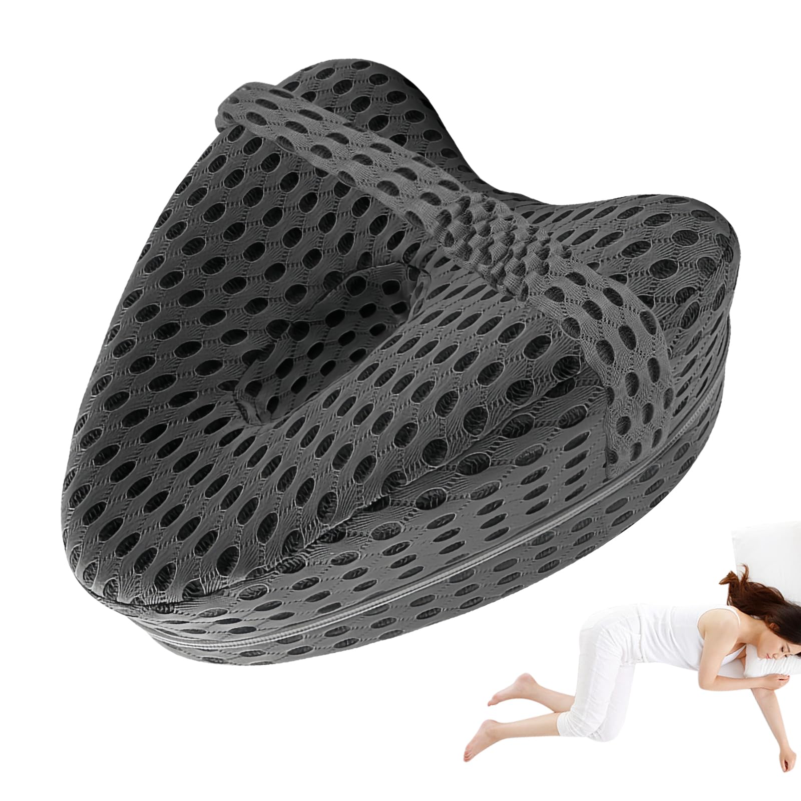 Sporgo Almohada ortopédica para piernas: almohada de rodilla para dormir de lado, fundas extraíbles, almohada de espuma viscoelástica para las piernas, almohada ergonómica para dormir de lado, alivio