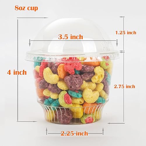 Vista 7 de Golden Apple, 5oz-30sets de vasos de plástico transparente para helado, tazas de postre, cuenco de aperitivos con tapas de cúpula sin agujero