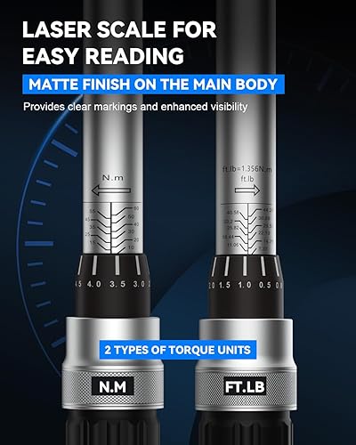 Miniatura 3 de GOYOJO Kit de 8 llaves dinamométricas magnéticas, kit de repuesto de bujía ultrafina de 10-60 Nm para mantenimiento de vehículos, trabajo del