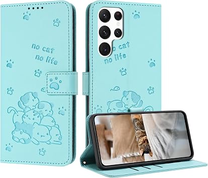 Galaxy S23 Ultra Case, Wallet Type, Vlimus, Cute Kitten Cell Phone Case, Simple yet Classy, Galaxy S23 Ultra Case SC-52D, Card Storage, Shockproof, Galaxy S23 Ultra Case, Wallet Type, Durable