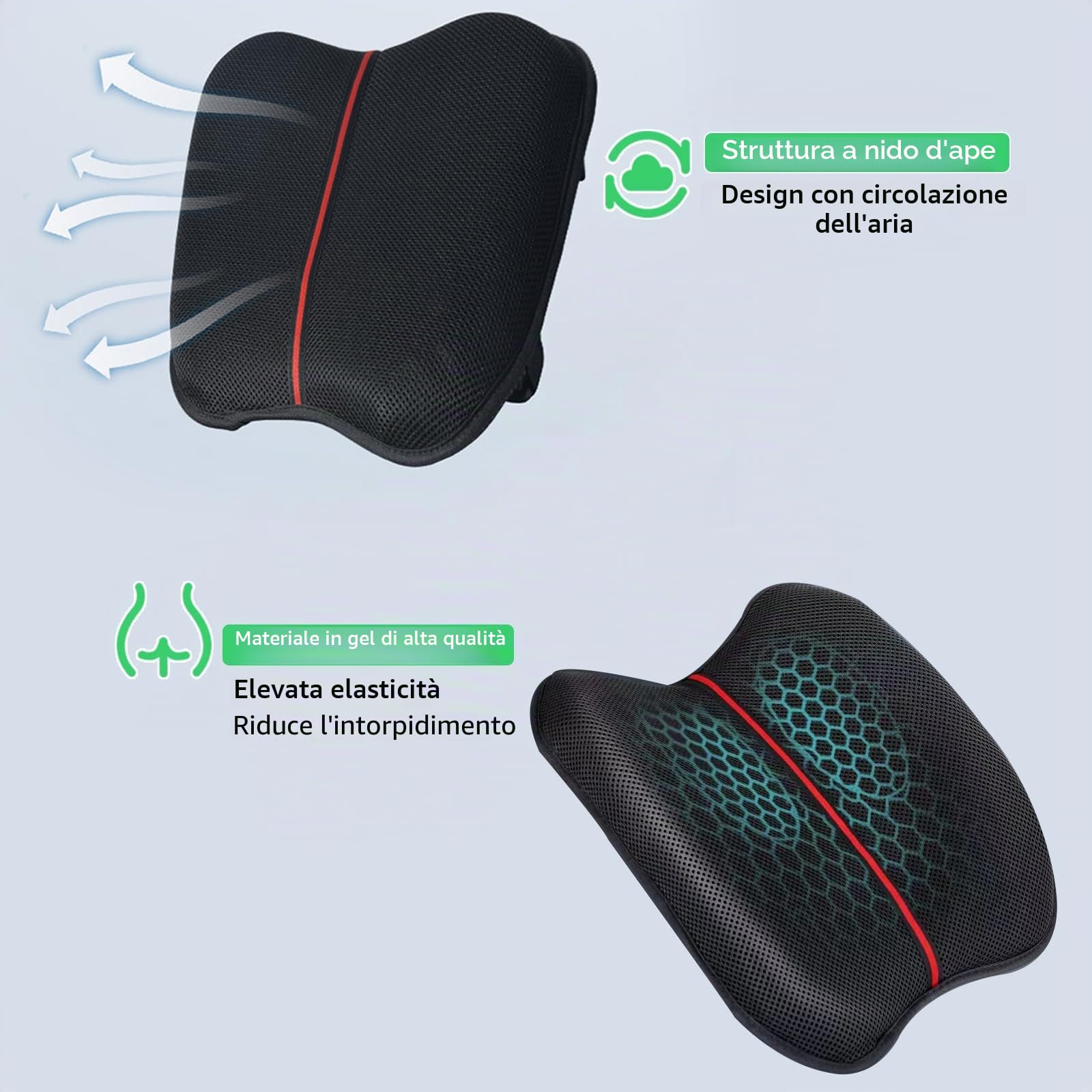 Cuscino per Sedile Moto Cuscino Sella Moto Cuscino per Sedile in Gel Telaio a Nido D'ape con Cuscinetto Parasole, Traspirante, per Lunghi Viaggi, Impermeabile, Protezione Solare