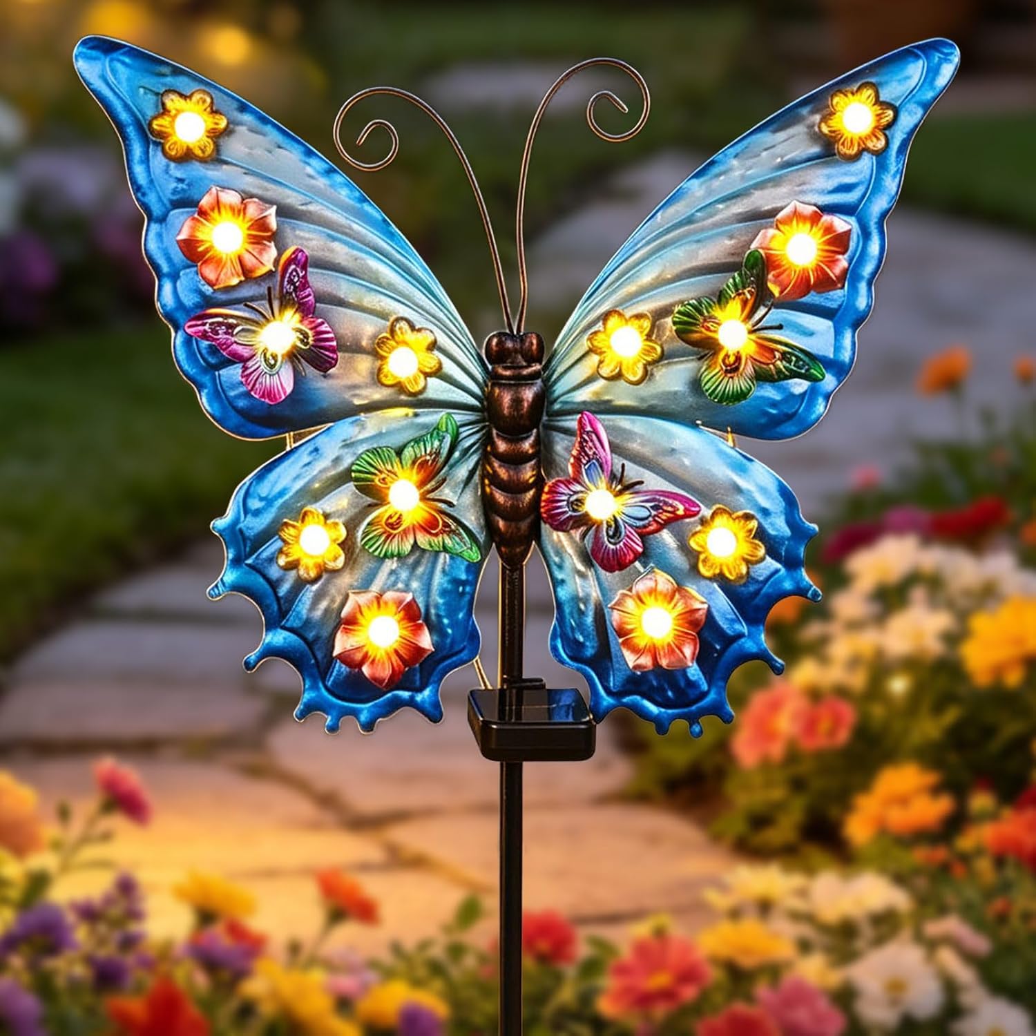 Butterfly Solar Lights Outdoor Waterproof 50.0" Large with String Bulbs