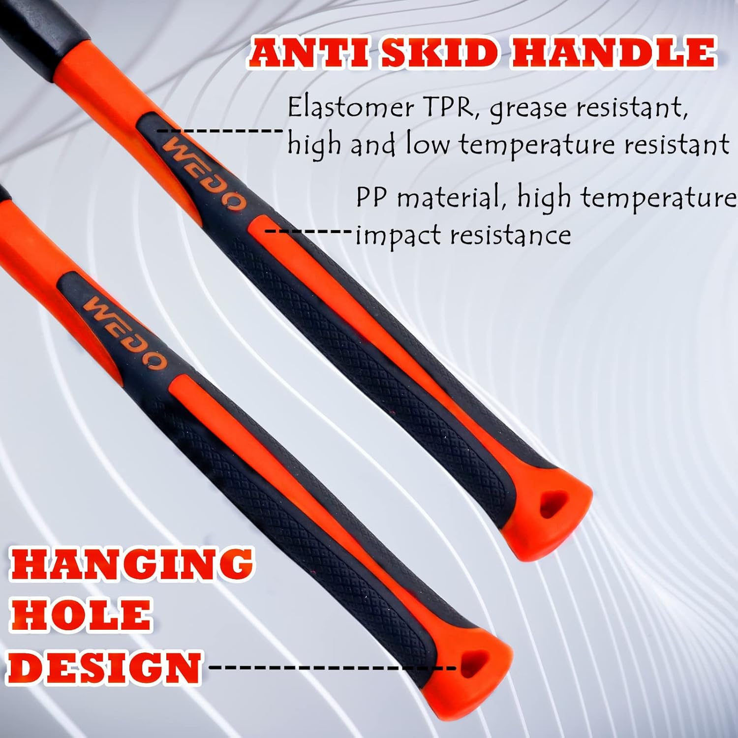 WEDO 5-Piece Hammer Set - 3lb Sledge, 1.5lb Drum, 1lb & 2lb Ball Pein, 0.7lb Scaling Hammer with Fiberglass Handle