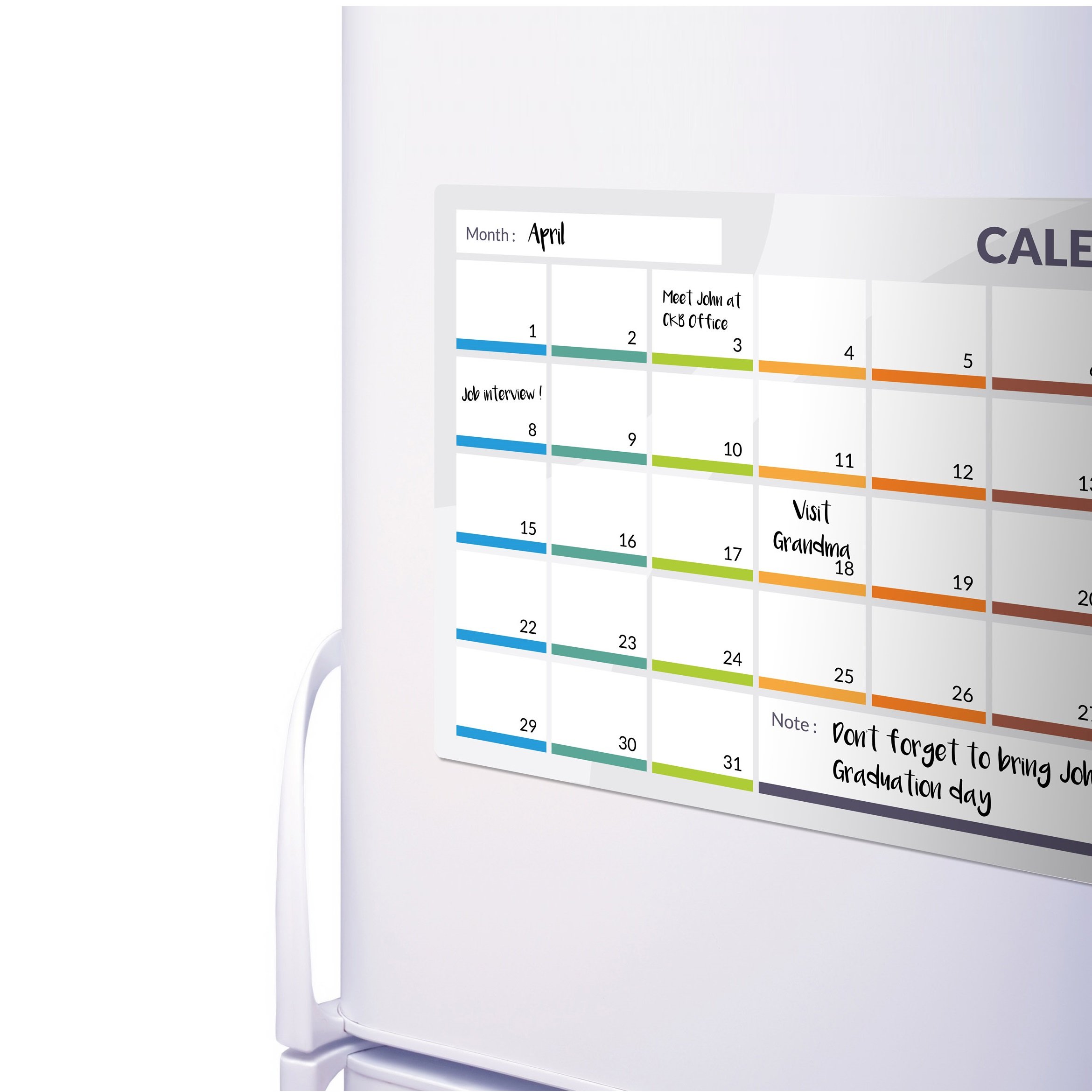 CKB LTD® Kalendar 31-Dniowa Magnetyczna Tablica na Lodówkę z Markerem, Biała i Długopis, Magnes Suchościeralny, Kuchnia, Biuro, Notatki, Duży Planer Dzienny