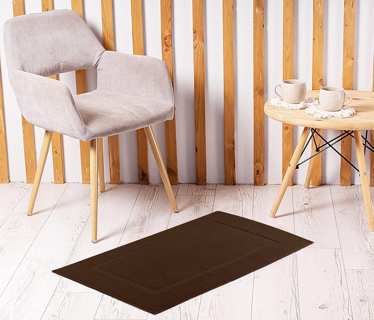 Utopia Towels Cotton Banded Rug, Bath Mats, Not a Bathroom Rug, 21 by 34 Inches, 100% Ring Spun Cotton, Highly Absorbent Shower Bathroom Floor Mat,Dark Brown, 2 Pack