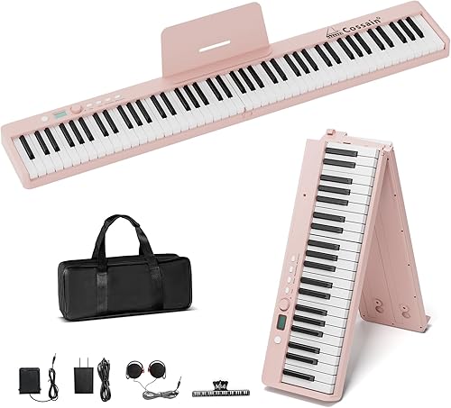 Piano digital de 88 teclas, teclado de piano plegable tamaño completosemipesadosensible al tacto, piano portátil con bolsa de piano, Bluetooth y