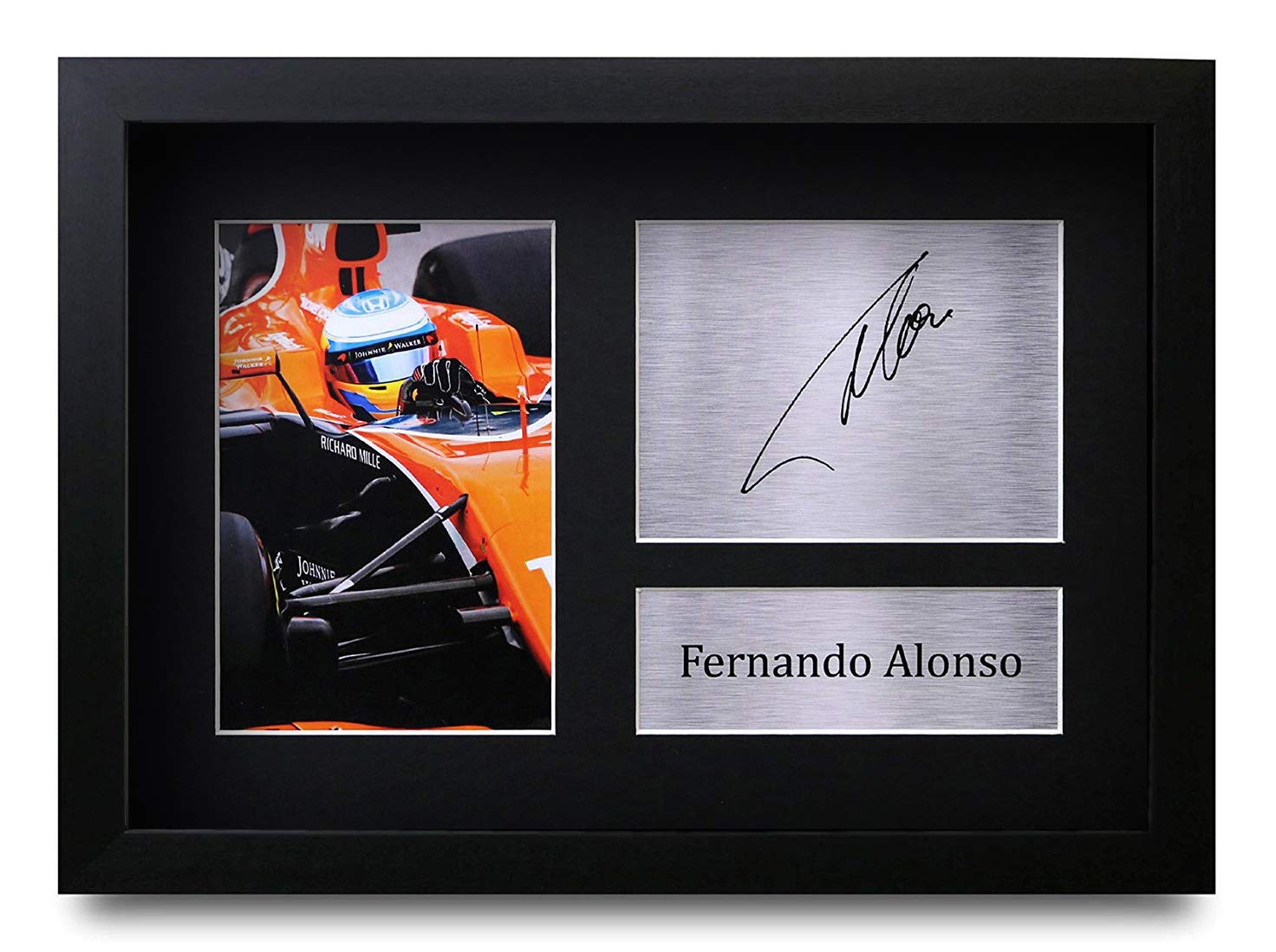 HWC Trading FR Fernando Alonso Gift Signed FRAMED A4 Printed Autograph F1 Formula One Gifts Photo Display