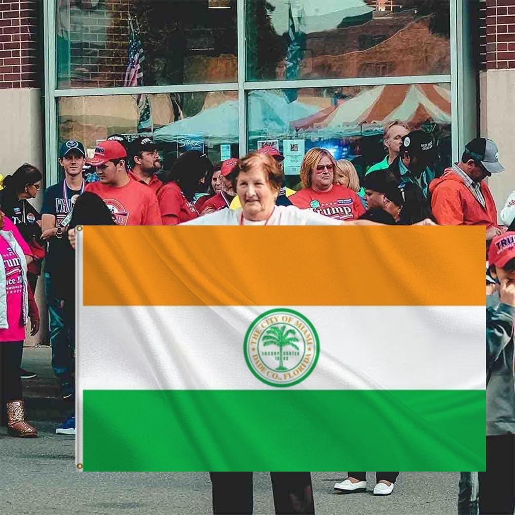 Miami City Flag 3x5FT,Heavy Duty 100D Polyester Flag, Vivid Colors,Flags Banners with 2 Brass Grommets for Indoor Outdoor. (Miami, 3x5ft)
