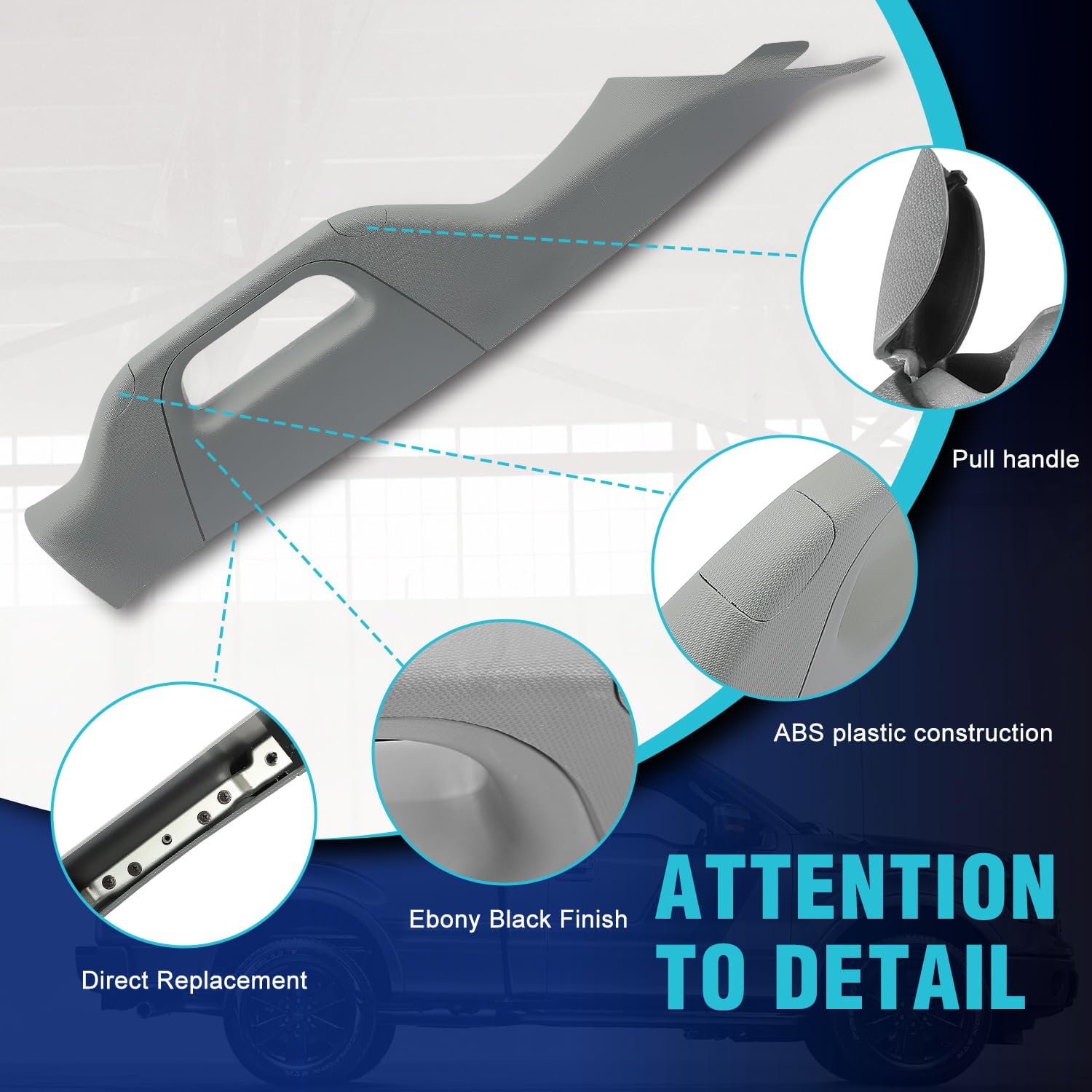 A-Pillar Grab Handle Interior Trim Fit for Ford F-250 | F-350 | F-450 | F-550 Super Duty 2011-2016, BC3Z-2503598-AC (Right Passenger Side) Gray