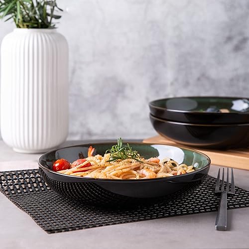 Miniatura 8 de LERATIO Cuencos para pasta de 9.0 pulgadas, cuencos de cerámica para pasta de 38 onzas, juego de 4 cuencos para pasta con esmalte reactivo,