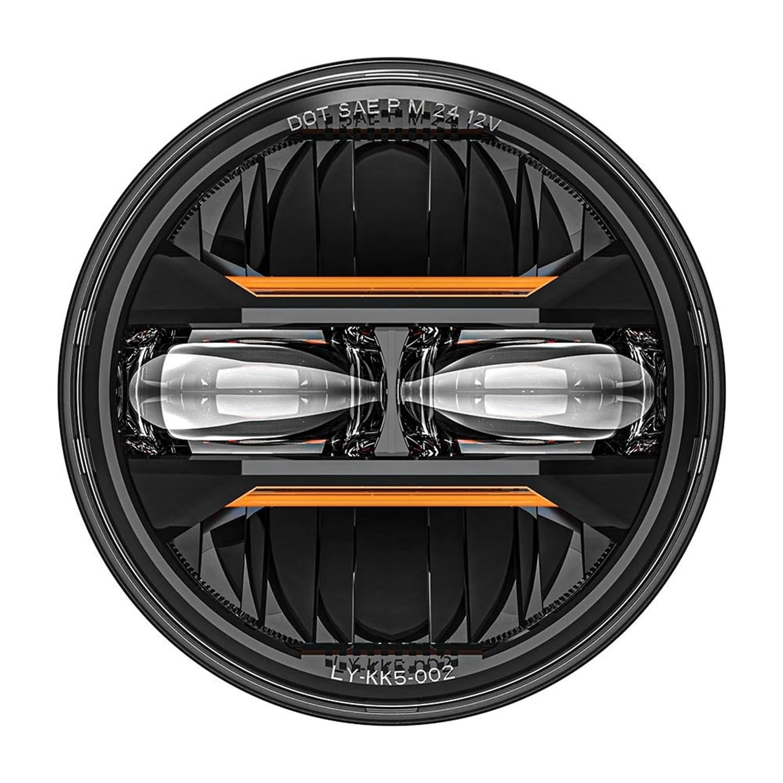 Phare de moto rond 5.75 pouces avec feu de jour jaune pour Suzuki coloris noir A