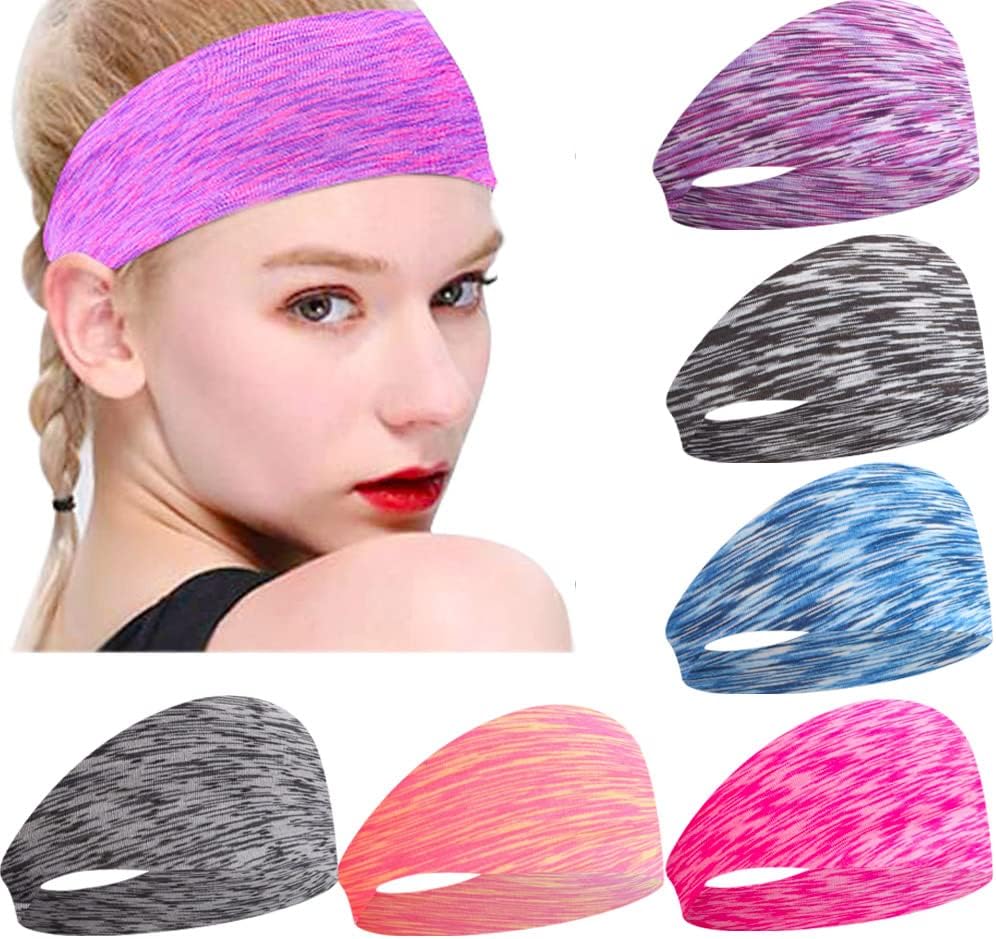 Candygirl7Pcs Workout Headbands for Women Yoga Running Headbands Moisture Wicking Sweatbands For Women (7 Pack)