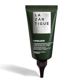 Lazartigue Exfoliate Gel, Oxygenating Detox Scalp Scrub, Jojoba Beads Gently Exfoliate Scalp and Fruit Acids Cleanse, Reoxygenate Optimal Balance, Vegan, 2.5 Fl Oz