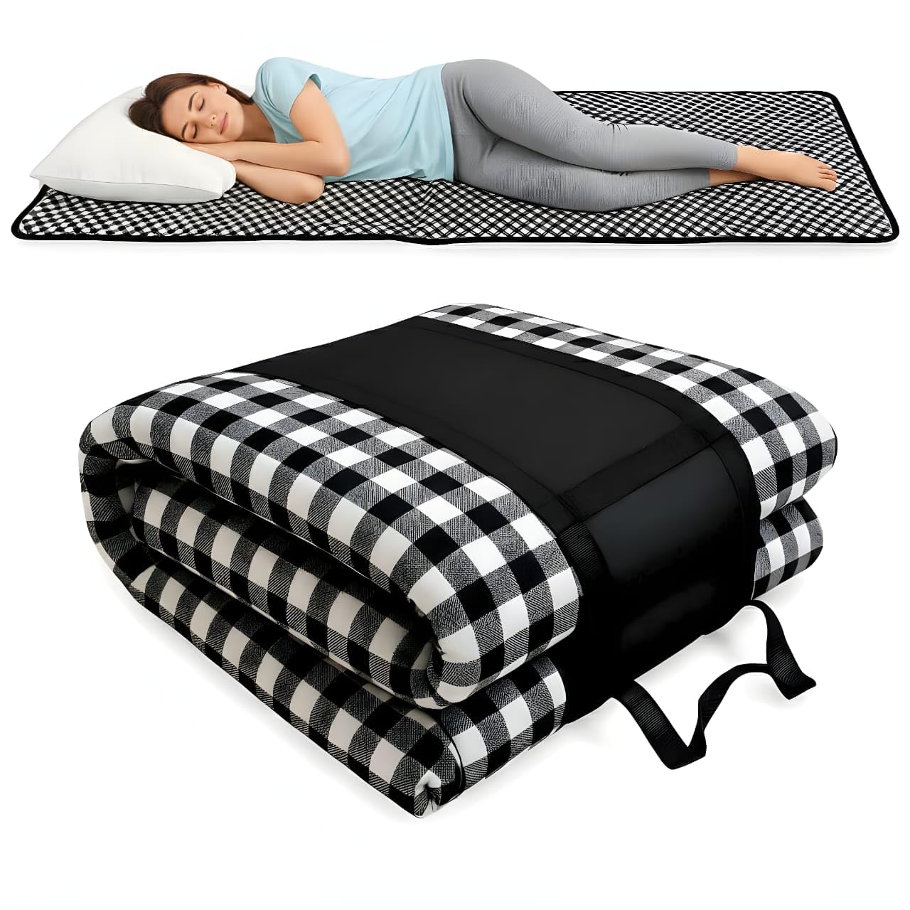 Sleep King Premium Foldable Mattress for Floor – Lightweight Portable Travel Mattress for Guest Bed, Camping & Floor Sleeping – Cotton Fabric and Soft Foam, Portable & Washable (72″ x 36″ Blue)-image-47