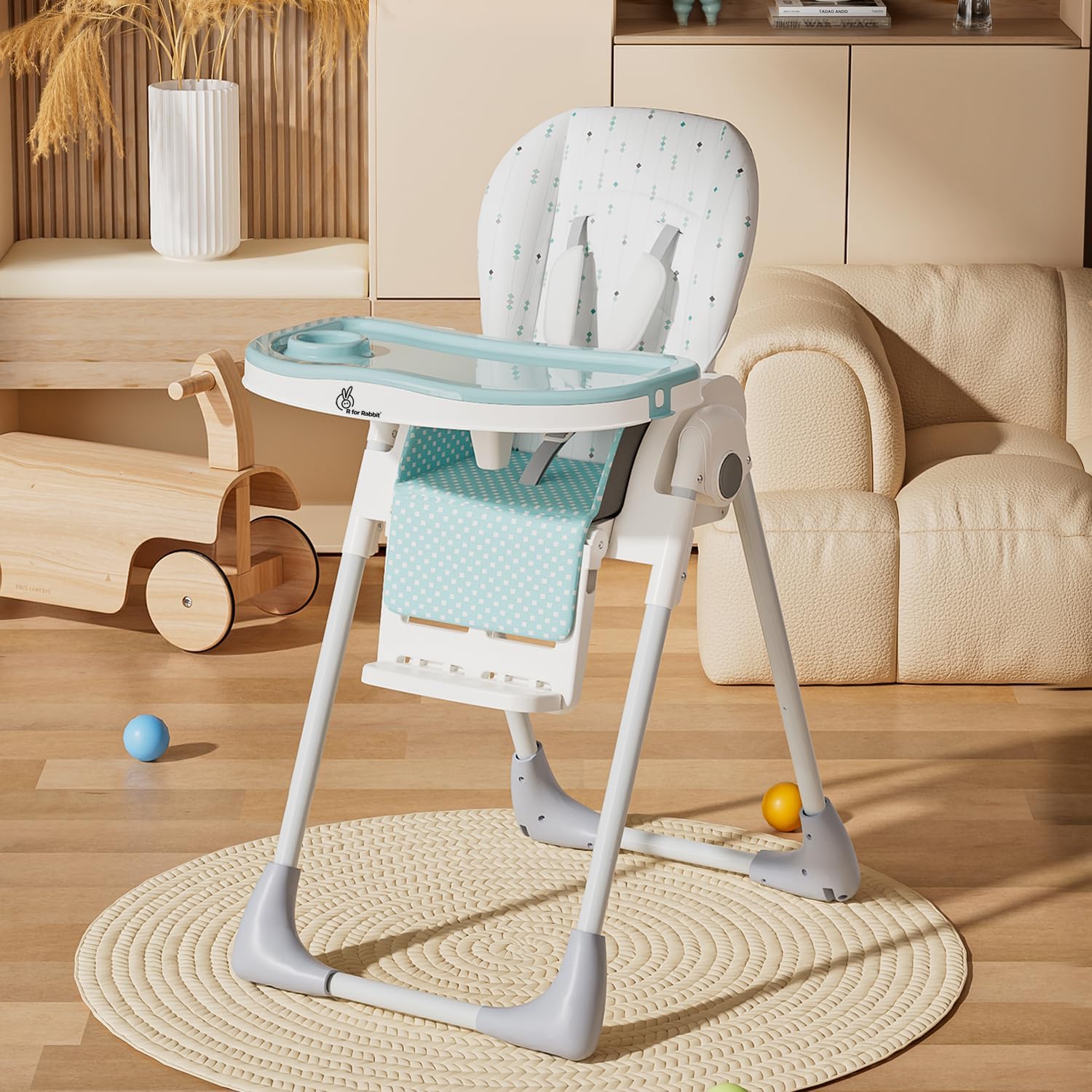 R for Rabbit Marshmallow Lite Baby Feeding High Chair for Babies, 6 Levels Smart Baby Feeding High Chair (Blue)