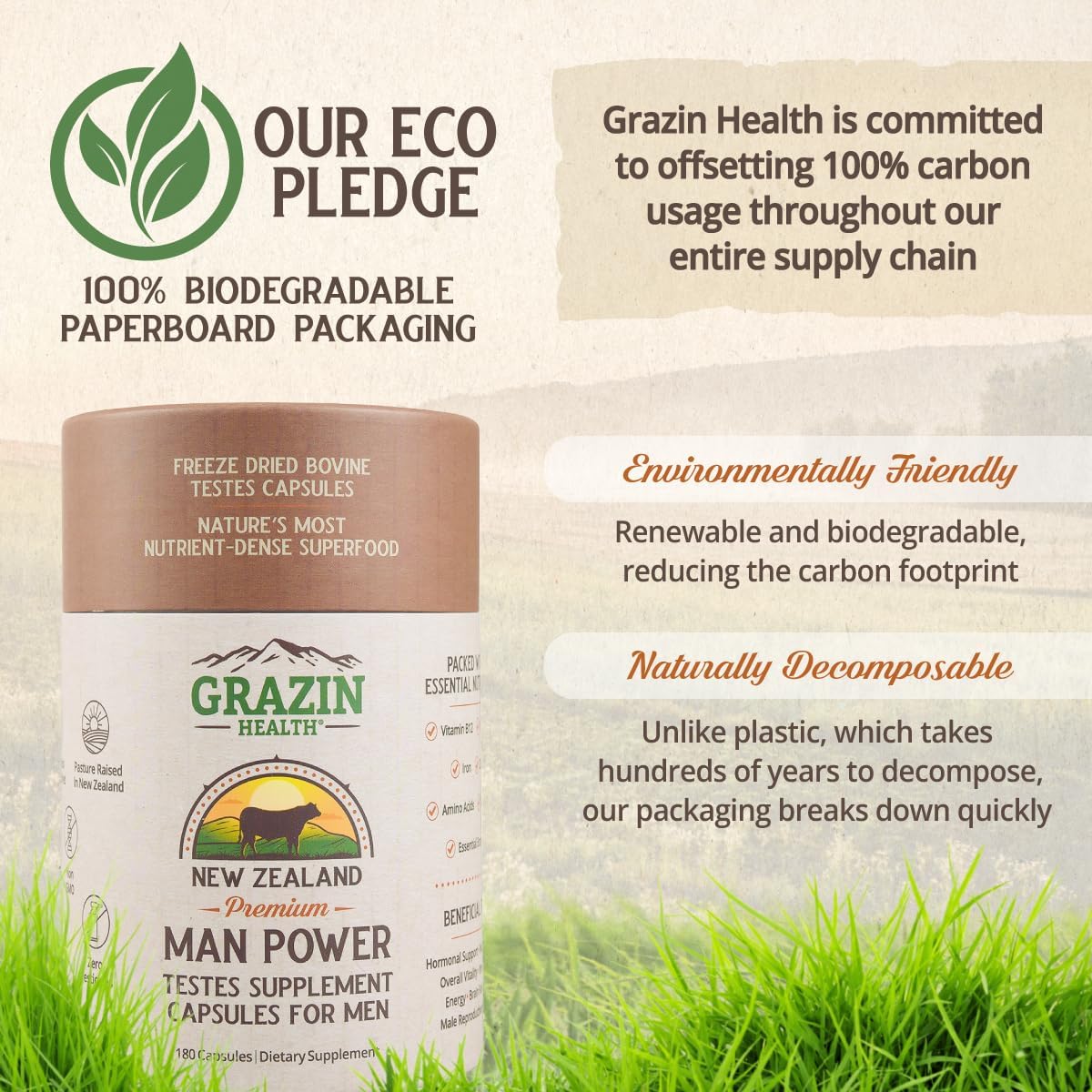 Grass Fed Bovine Testes Man Power Capsules (30 Day Supply) - Image 3