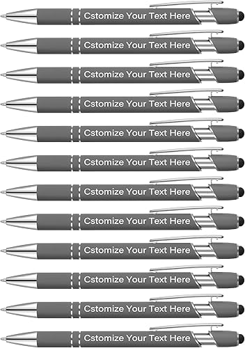 Miniatura 18 de Kingluu 12 Piezas Bolígrafos Personalizados con Stylus, Escritura Suave, Bolígrafos Personalizados de Tinta Negra con Tu Nombre Logo Mensaje Texto