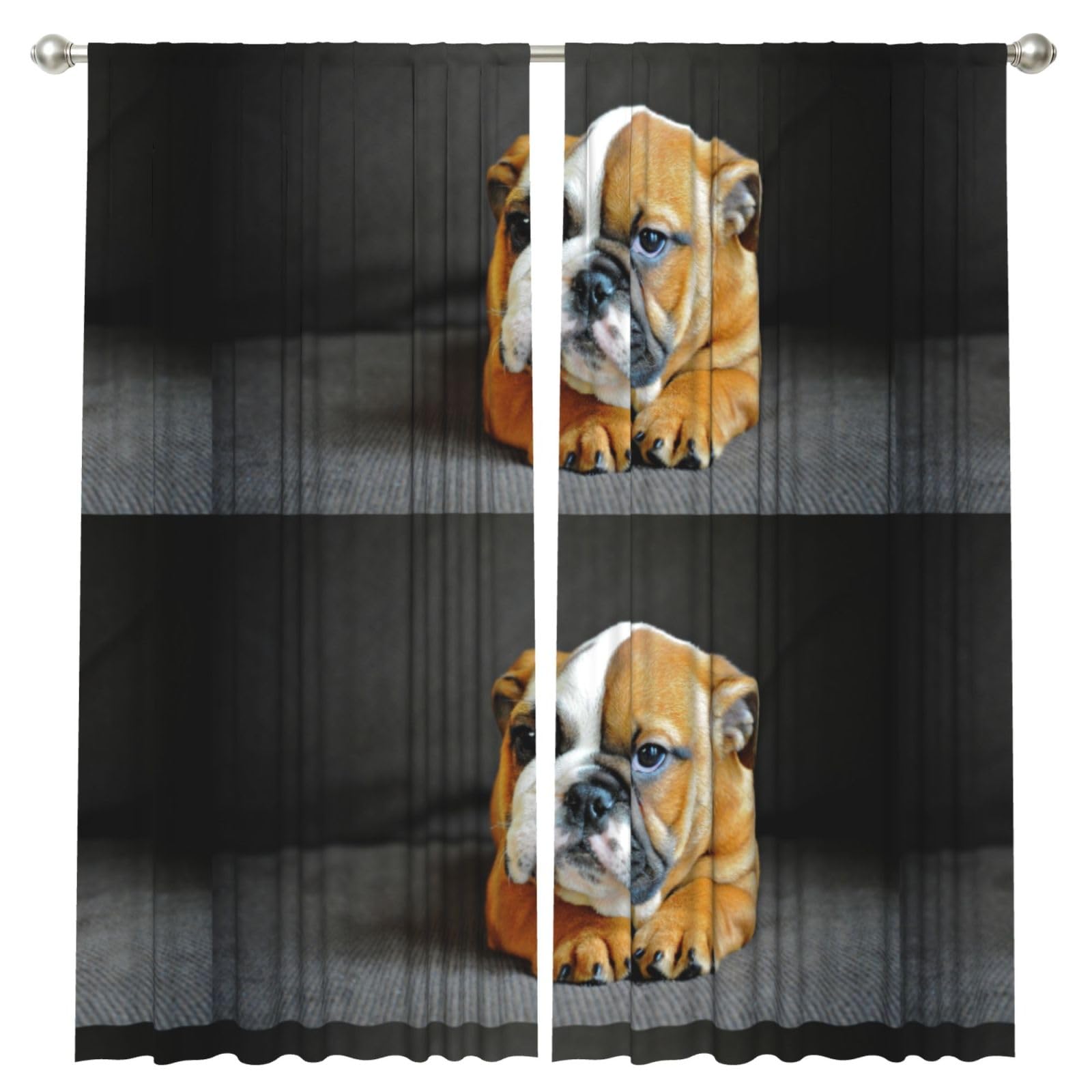 InOmak Kneeling English Bulldog, 2 Panels Window Curtains 52 x 84 Inch Blackout Curtains for Living Room Bedroom