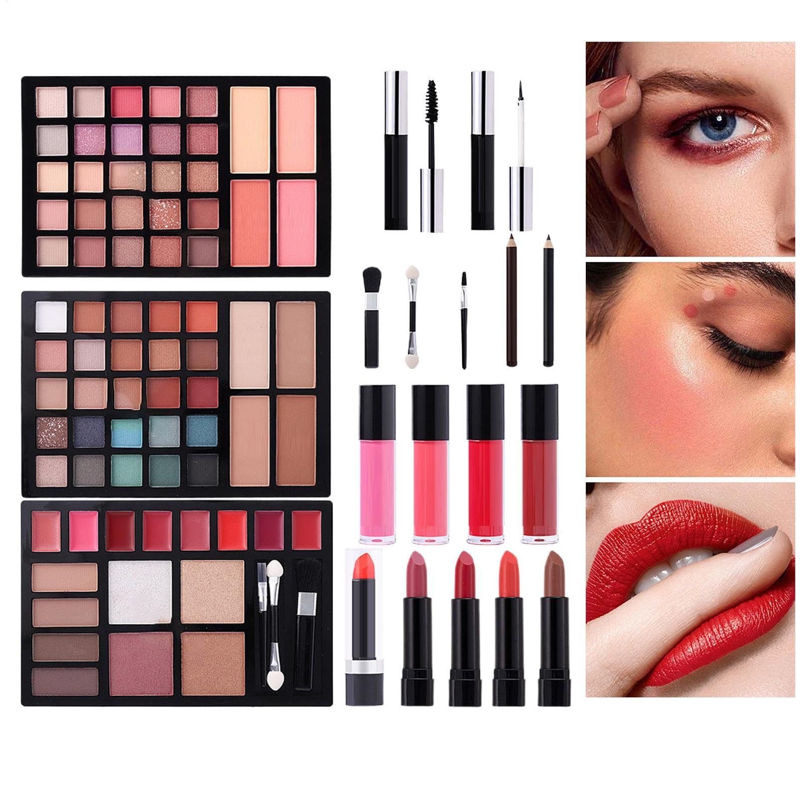 Kit di trucco per adolescenti, kit di per trucco,Kit completo di trucco professionale - per sopracciglia, mascara, palette di ombretti per gli amanti del trucco, f | Collezione Di Bellezza Mascara Rossetto E Per Sopracciglia Per Donne Ragazze Adolescenti