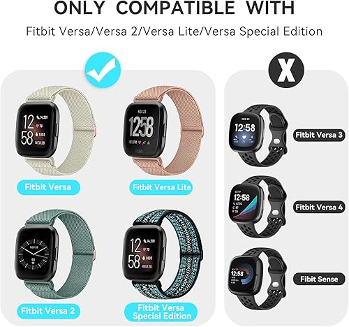 Miniatura 4 de Paquete de 8 bandas elásticas compatibles con Fitbit Versa 2VersaVersa LiteVersa SE para mujeres y hombres, correa trenzada de nailon elástico