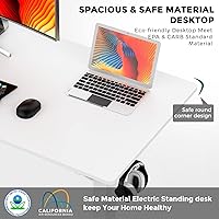 Vista 5 de SMUG Escritorio eléctrico de pie ajustable en altura, escritorio de pie de 55 x 24 pulgadas, escritorio de oficina en casa, escritorio ergonómico