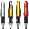 Kinstecks 4PCS Motorcycle Indicators - Flowing Turn Signal Lights, Daytime Running and Brake Lights - 12V LED Amber White Red