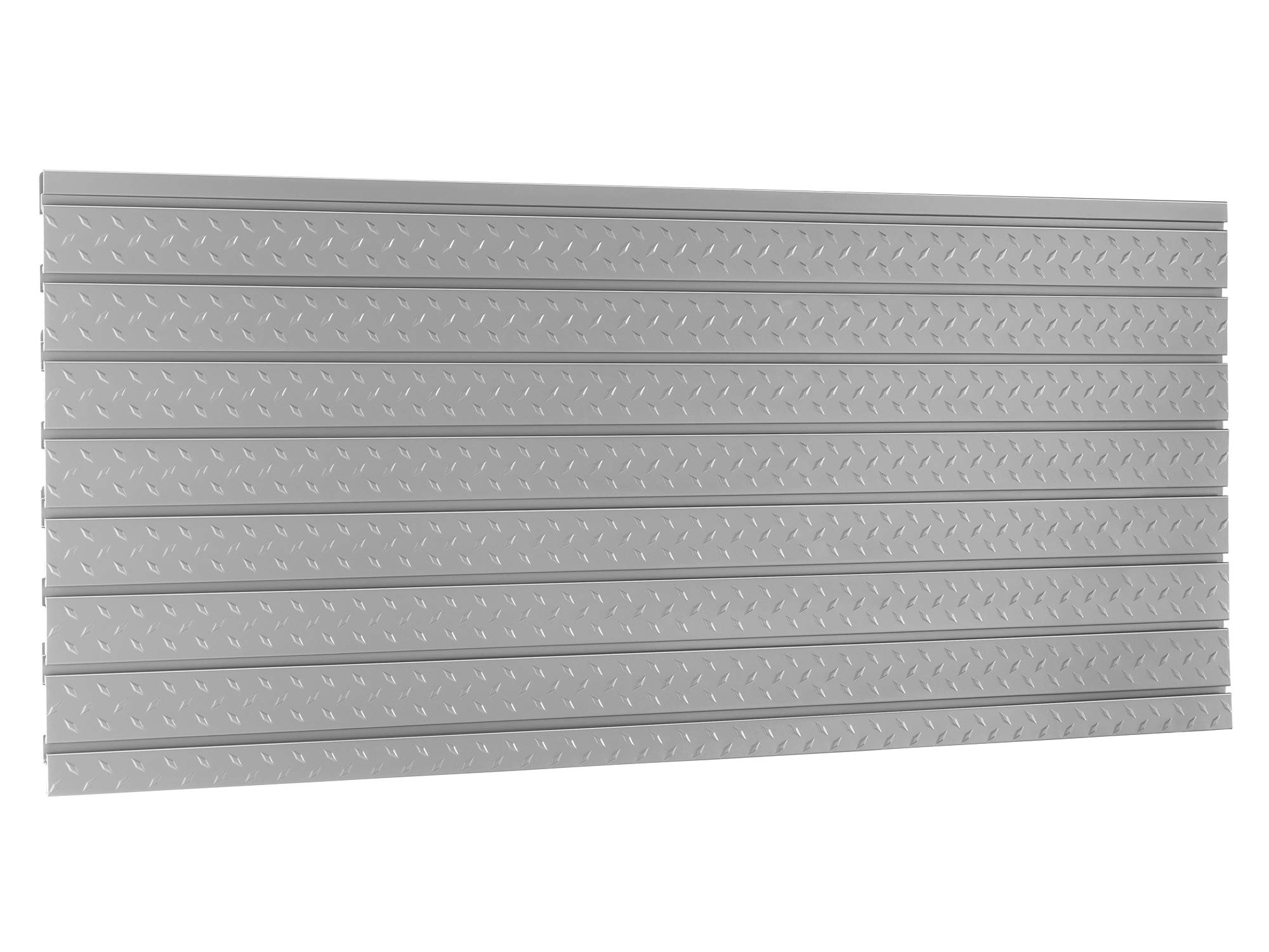 NewAge Products Pro Series 56-Inch x 24.5-Inch Diamond Plate Silver Slatwall Backsplash, Heavy Duty Steel Garage Wall Organizers, 51713