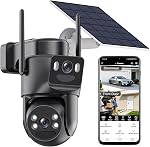 Dual Lens Security Cameras Outdoor, Solar Camera Surveillance Exterieur | 6MP Color Night Vision, 2-Way Audio, Motion Detection, Spotlight Siren, Waterproof, 2.4GHz WiFi, 360° View, Easy to Install